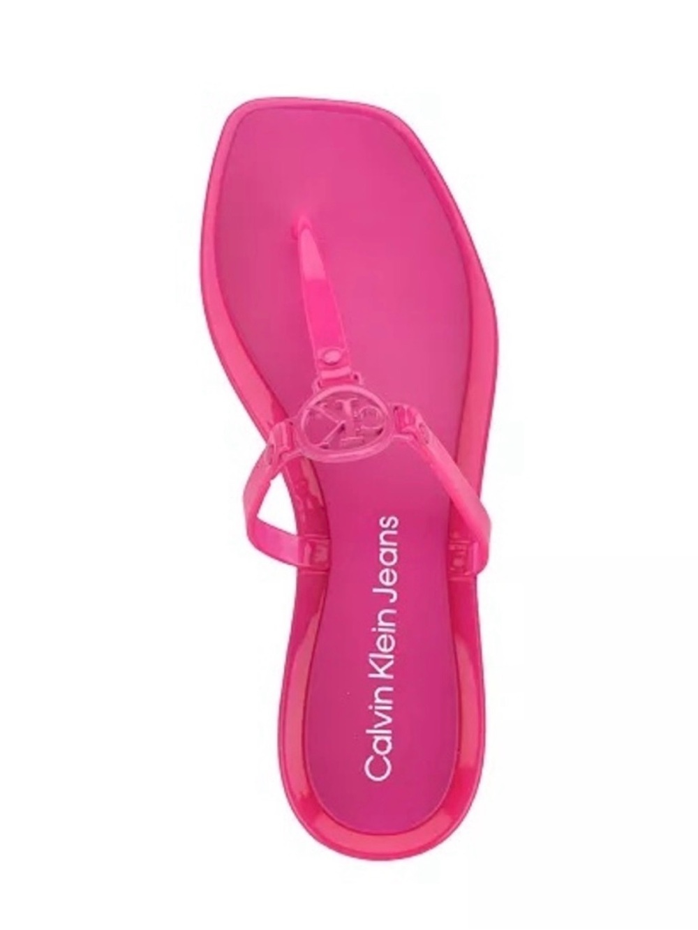 Calvin Klein Jeans Hot Pink Jelly T-Strap Sandals